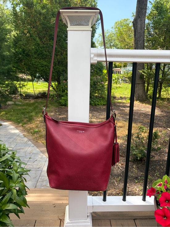 Coach Handbags - Coach Pebble Leather Shoulder Bag in Burgundy